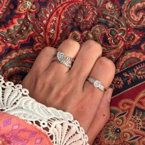 New | Set of 2 Indian Silver AD Adjustable Rings